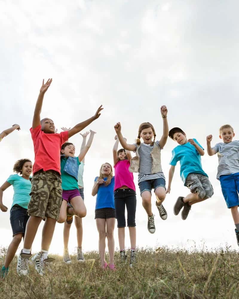 Cheerful schoolchildren on an educational field trip