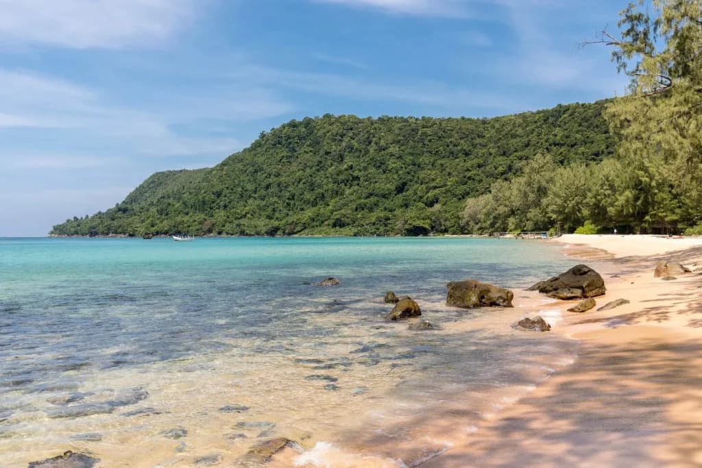 The beach at Koh Rong Samloem, reached by boat from Sihanoukville