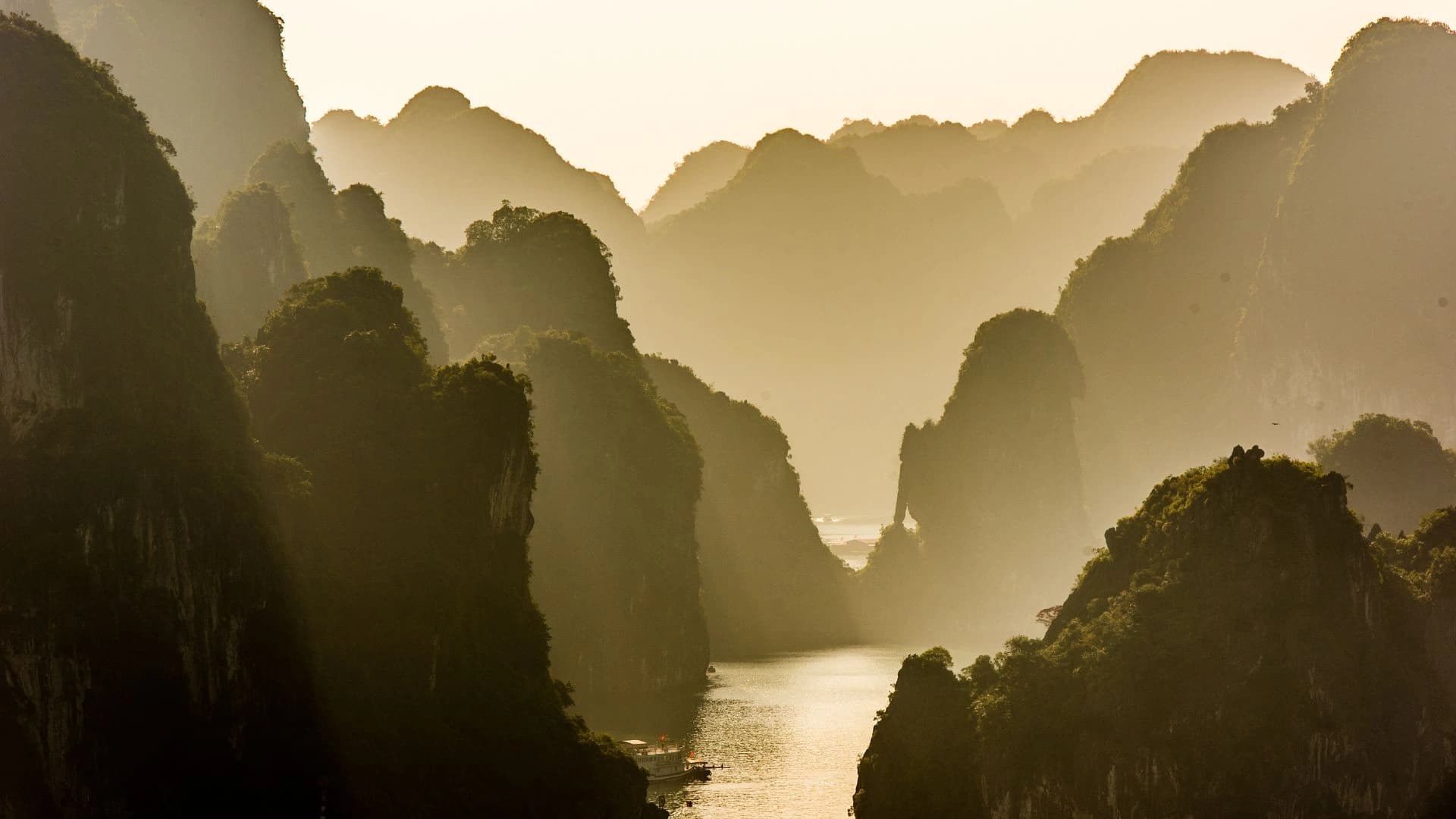 The karst islands of Ha Long Bay, beside Lan Ha Bay where the cruise overnights