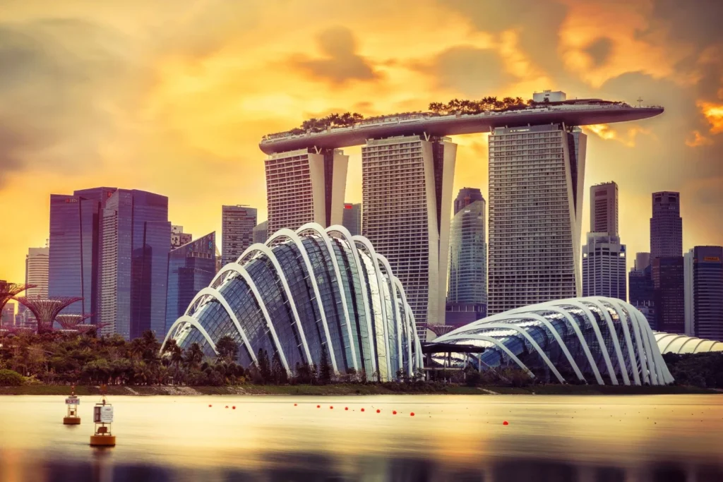 Marina Bay Sands at evening in Singapore