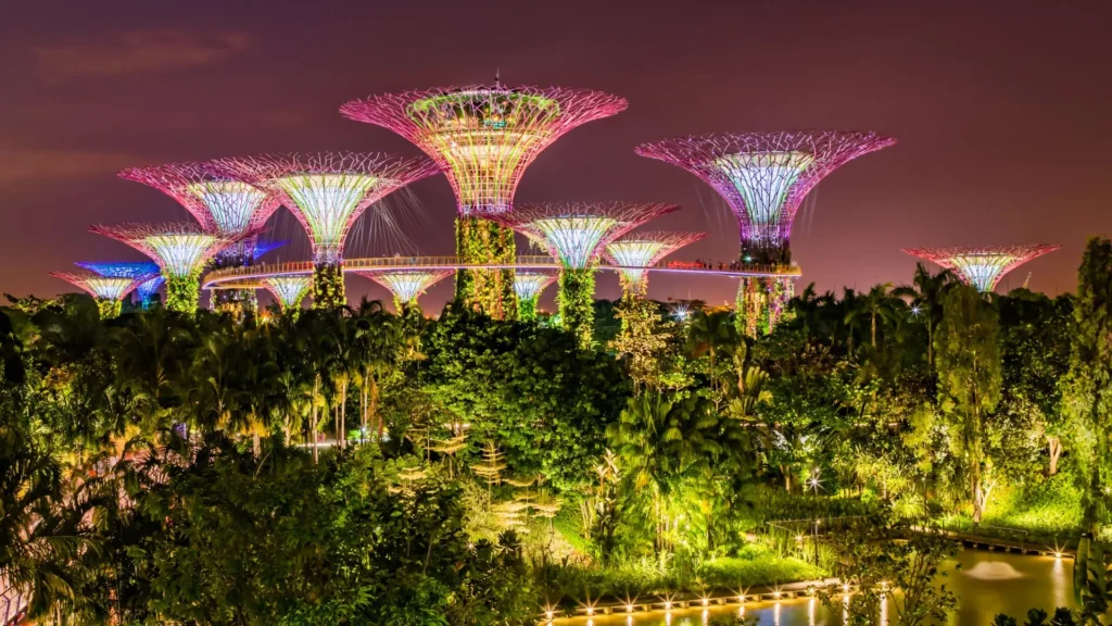 Gardens by the Bay at night in Singapore